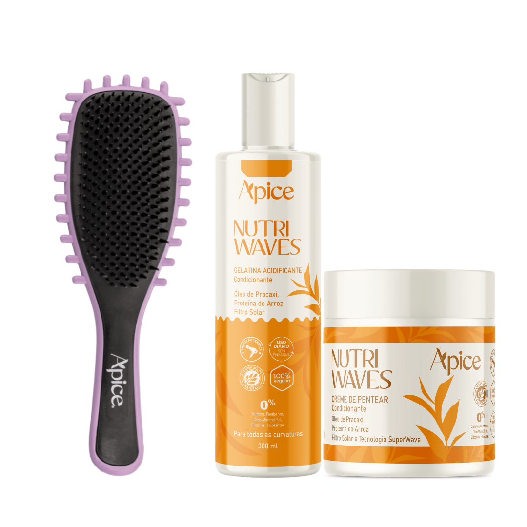 Kit Nutri Hidratação - Escova Lilás, Gelatina e Creme de Pentear (3 ITENS)