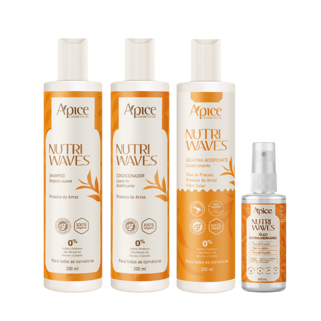 Kit Nutri Waves - Shampoo, Condicionador, Gelatina e Óleo (4 Itens)