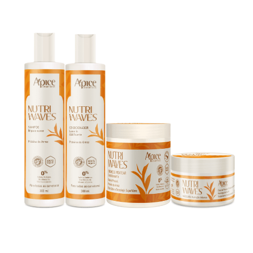 Kit Onduladas Nutri Waves - Shampoo, Condicionador, Máscara e Creme de Pentear (4 ITENS) - Produtos para pentear o cabelo 20573