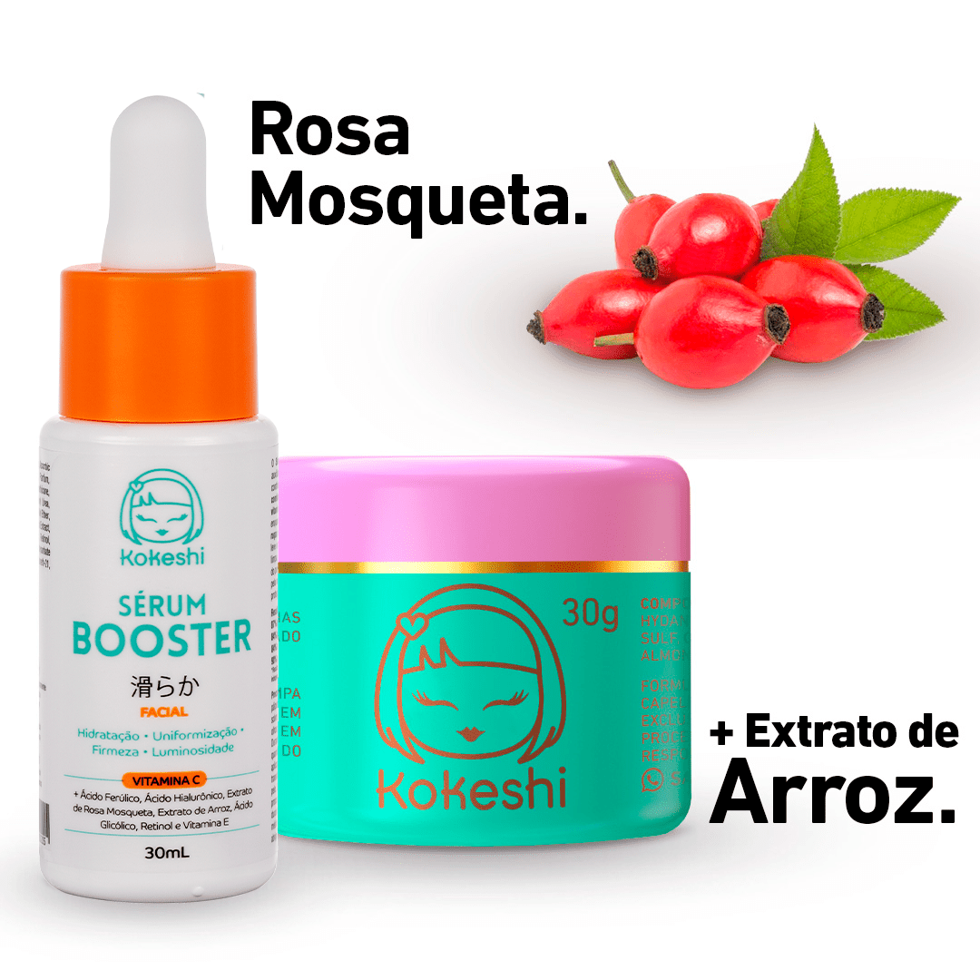 Kit Pele de Porcelana + Sérum Vitamina C Kokeshi - Hidratantes Faciais - Cuidado da pele KKS00010