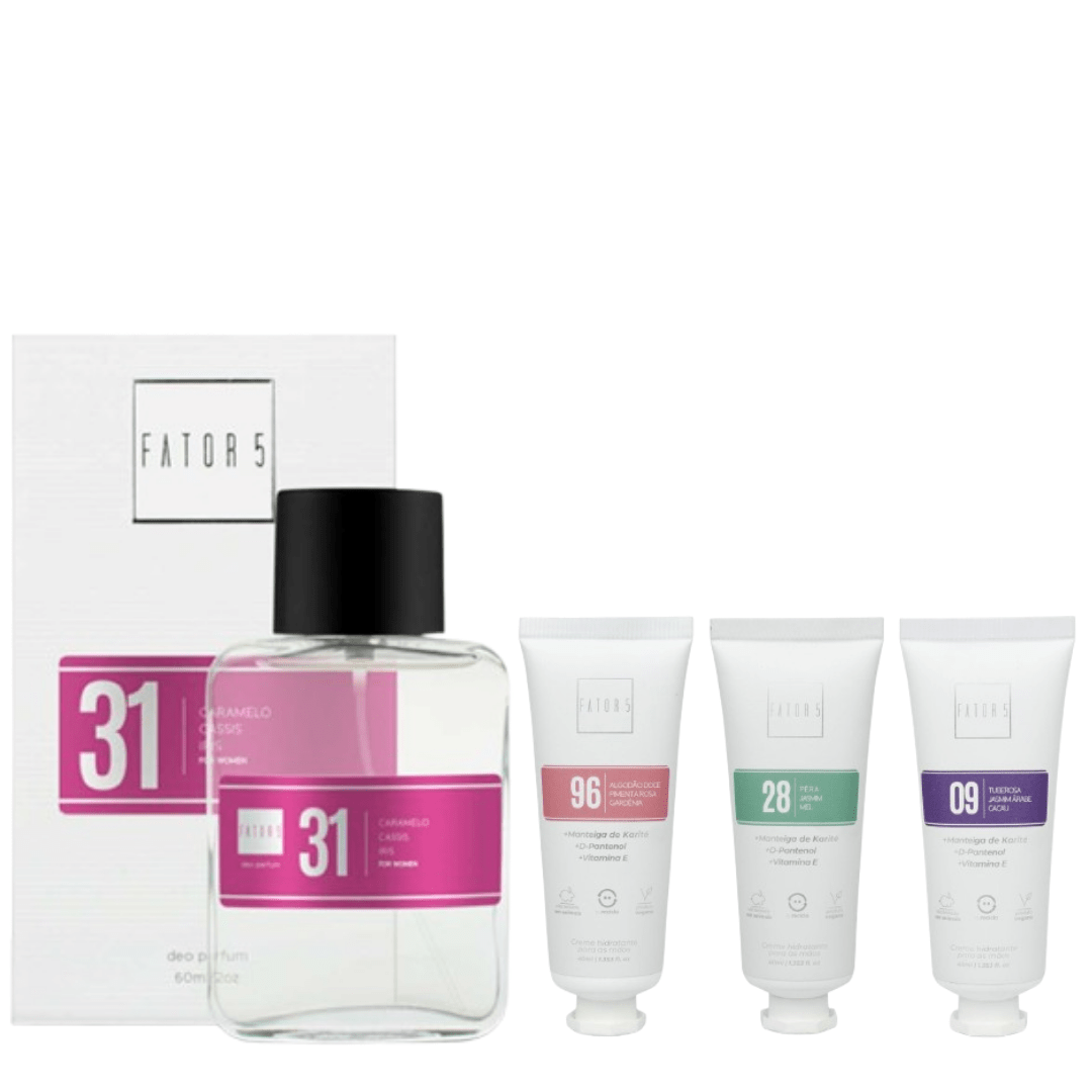Kit Perfume 31 + 3 Cremes de Mão - Perfumes e Colónias Kit31_fator5_v10