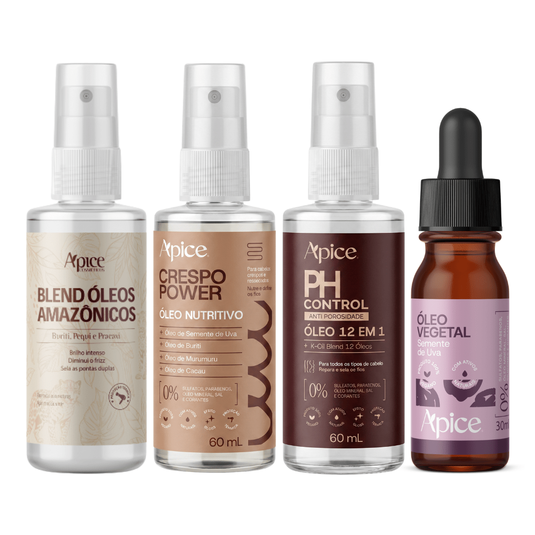 Kit Quarteto Óleos - Blend, Crespo Power, PH Control e Uva