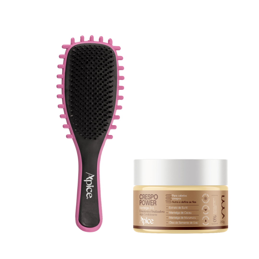 Kit Umectação Crespo - Escova Rosa e Manteiga