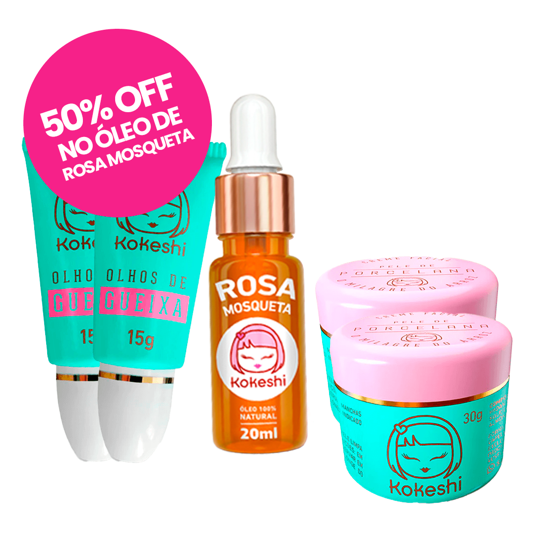 Super Kit Renovadores Faciais + Óleo de Rosa Mosqueta Kokeshi