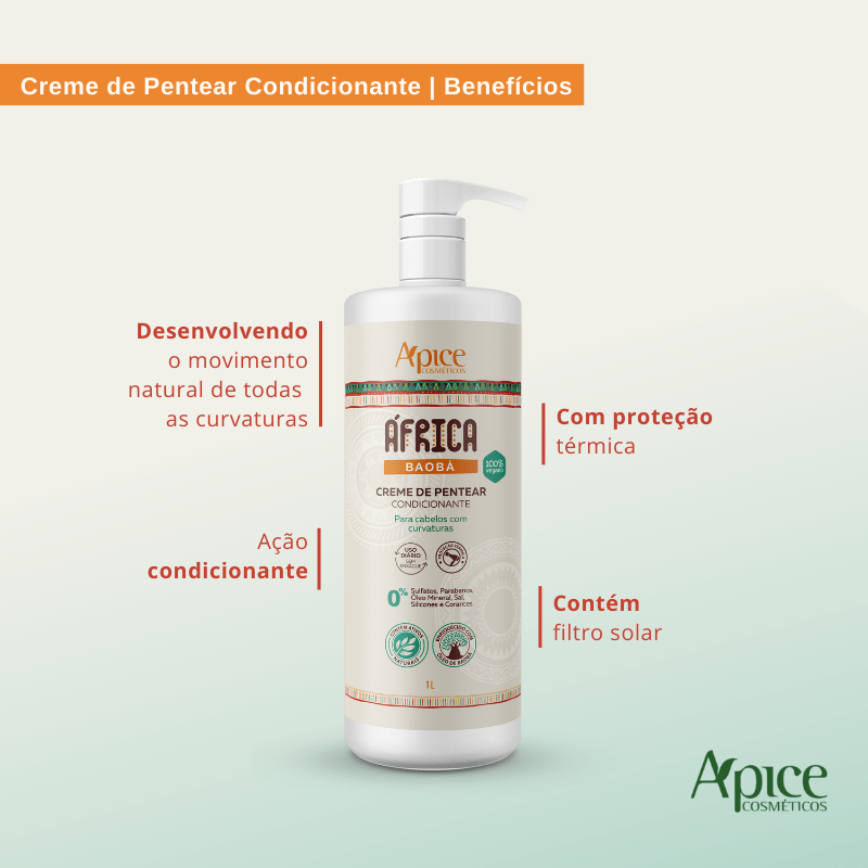 Kitão África Baobá - Shampoo, Condicionador, Creme de Pentear e Spray Finalizador (4 ITENS)