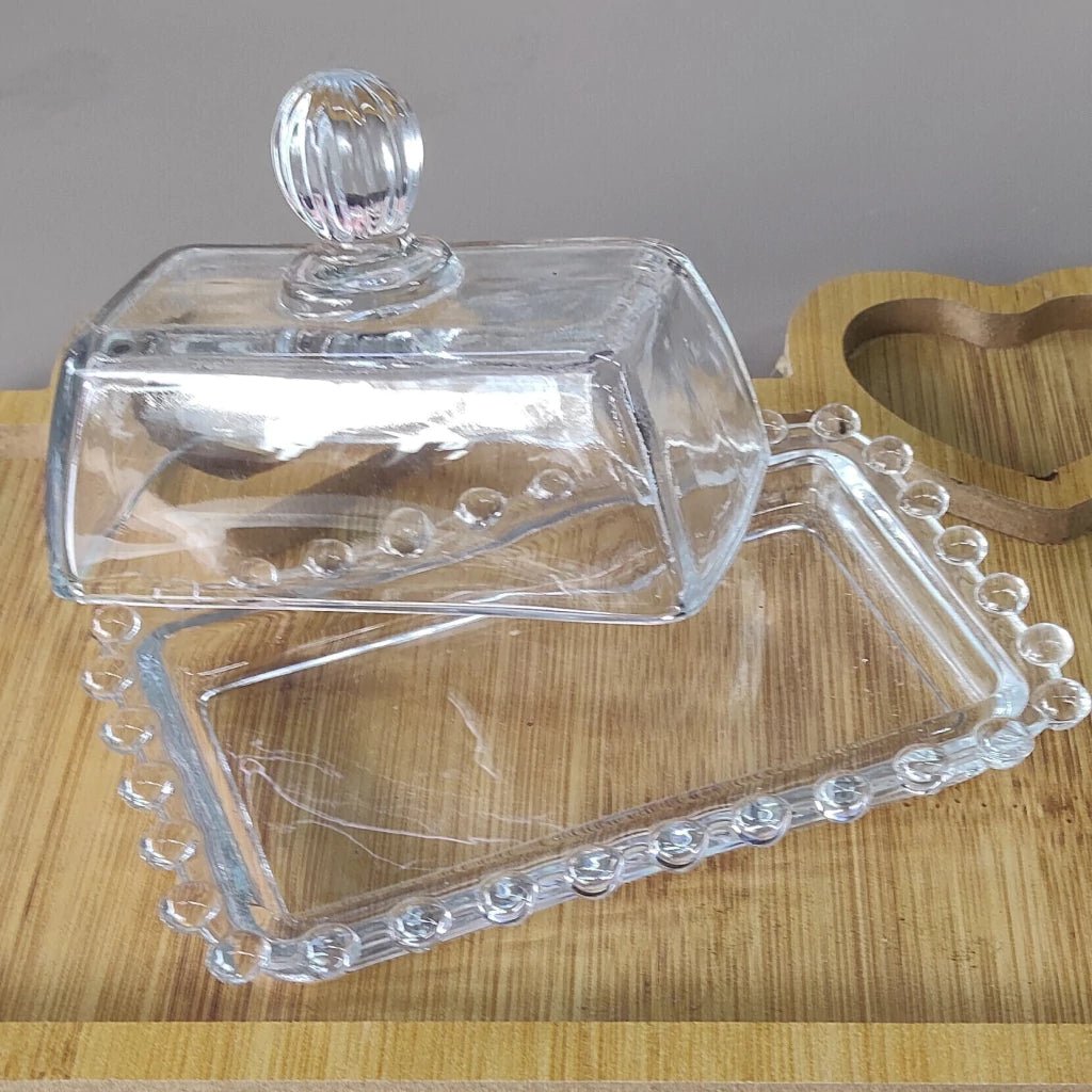 Manteigueira de Cristal Pearl - 14 x 9x 8cm