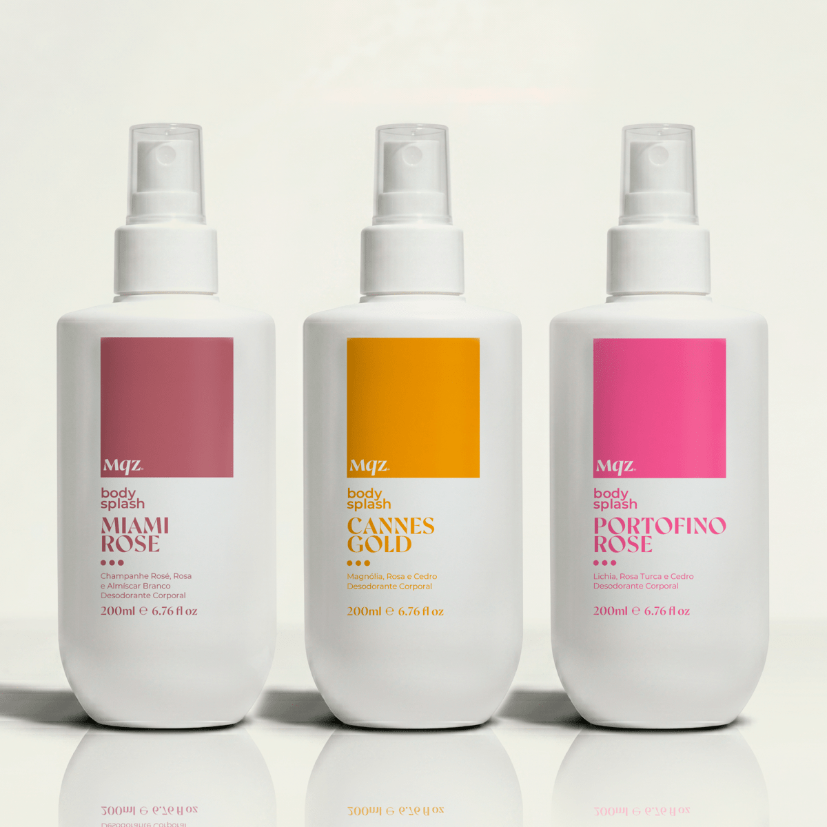 Miami Rose, Cannes Gold e Portofino Rose - Kit 3 Body Splash Desodorante Colônia 200ml