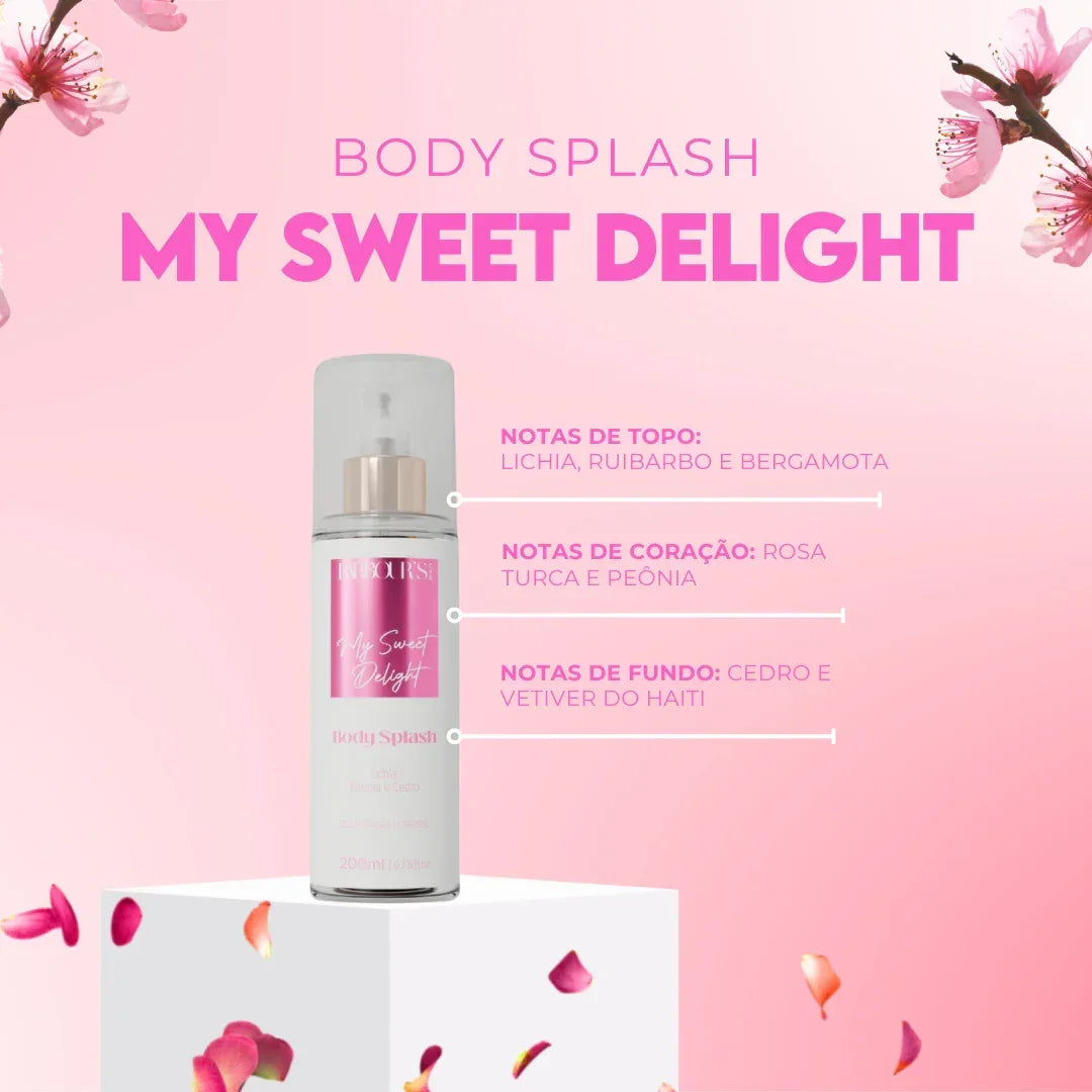 Kit 6 Body Splash Desodorante Colônia 200ml - My Sweet Delight, Very Sexy, Good Graces, Bold Homme, Seduction Homme e Ocean Homme