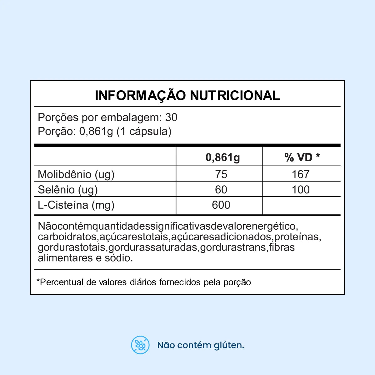 N Acetilcisteína (NAC) 600mg concentrado com selênio e molibdênio
