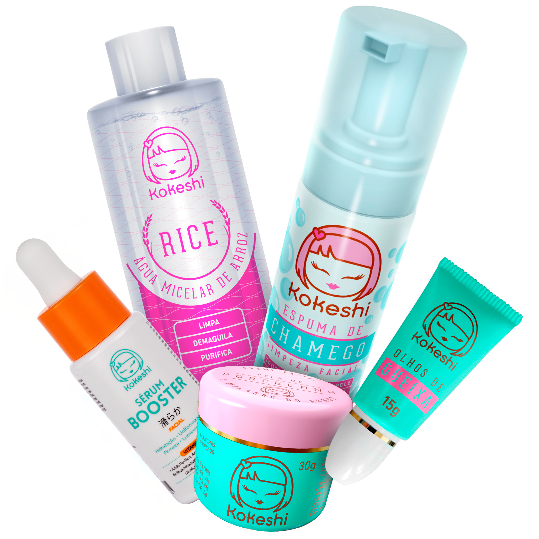 Kit 5 Produtos Skincare Kokeshi