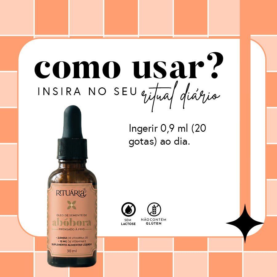 Óleo de Semente de Abóbora (prensado a Frio) Com Vitaminas D3 e E - 30 ml