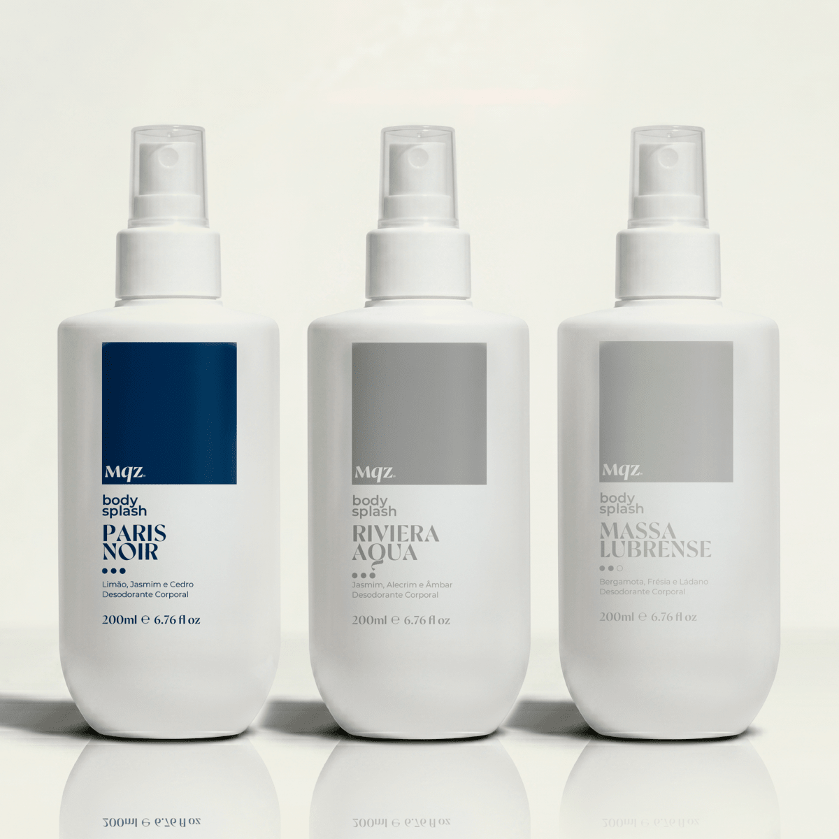 Paris Noir, Riviera Aqua e Massa Lubrense - Kit 3 Body Splash Desodorante Colônia 200ml - Perfumes e Colônias 20025