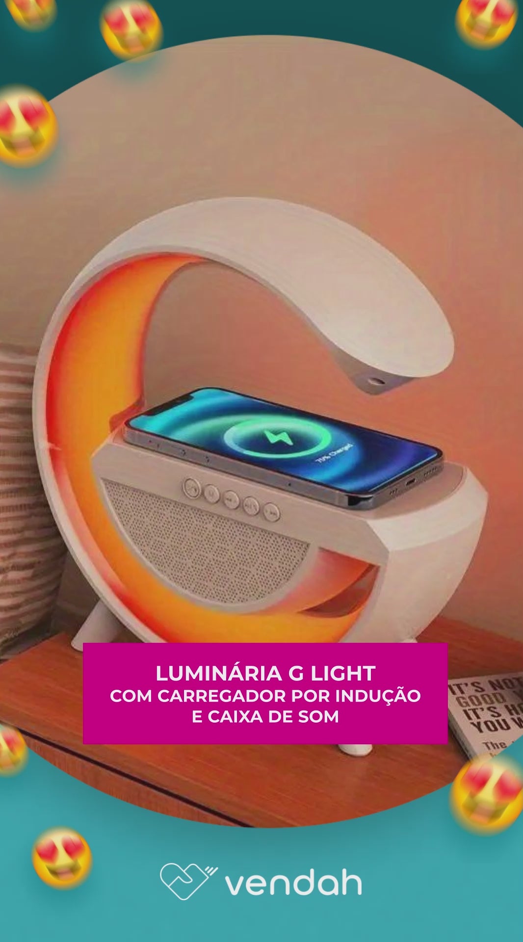 Luminária G Light com Carregador por Indução e Caixa de som