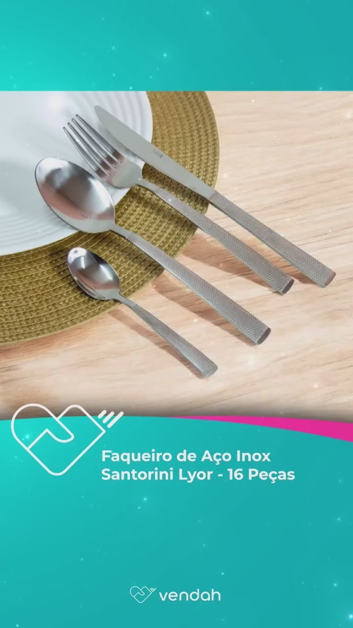 Faqueiro de Aço Inox Santorini Lyor - 16 Peças