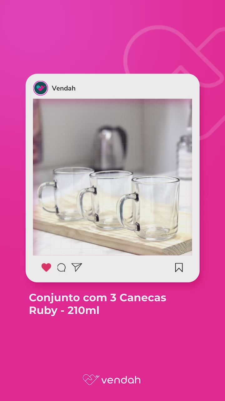 Conjunto com 3 Canecas Ruby - 210ml