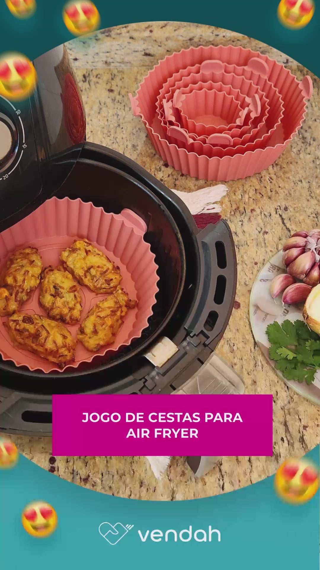 Jogo de 6 Cestas para Air Fryer