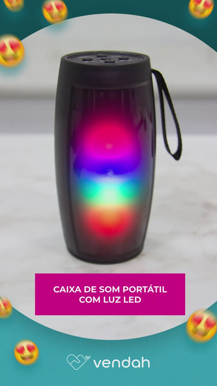 Caixa de Som Portátil com Luz LED