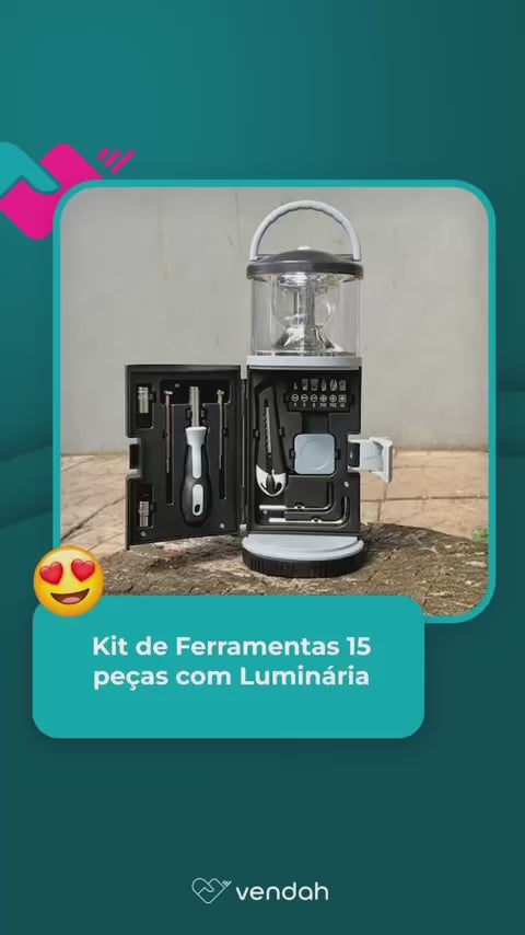 Kit de Ferramentas 15 peças com Luminária