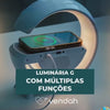 Luminária G com Relógio, Carregador por Indução e Caixa de Som