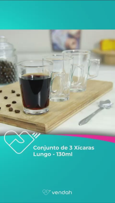 Conjunto de 3 Xícaras Lungo - 130ml