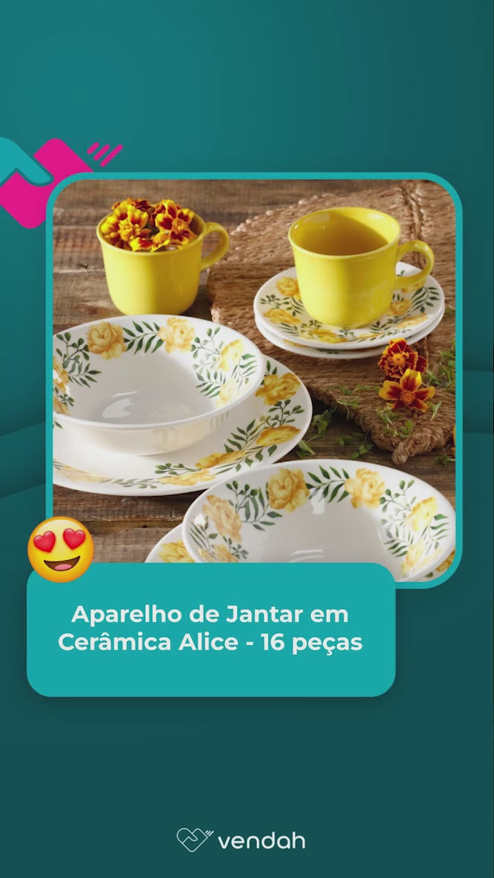 Aparelho de Jantar em Cerâmica Alice - 16 Peças