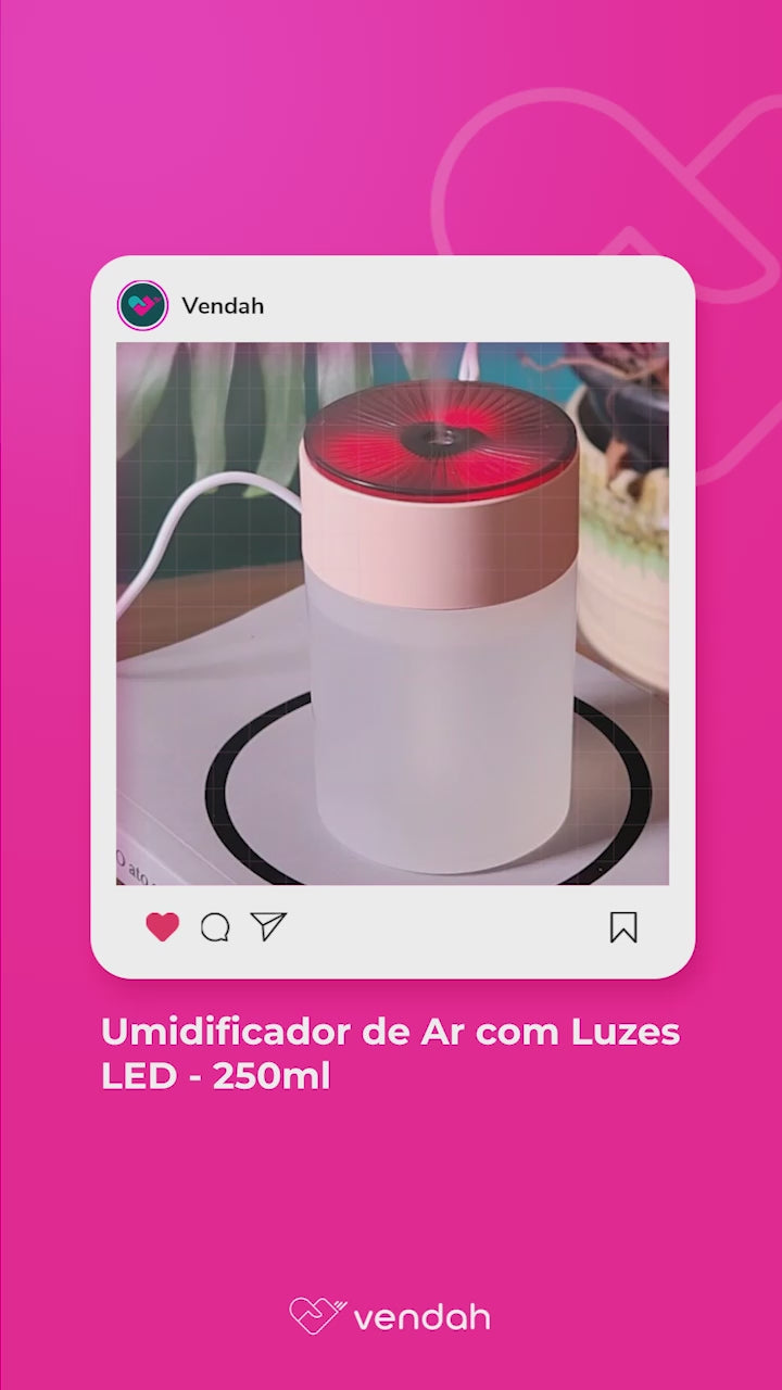 Umidificador de Ar com Luzes LED - 250ml