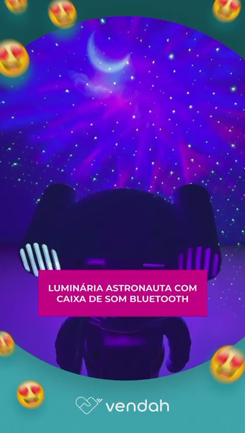 Luminária Astronauta com Caixa de Som Bluetooth