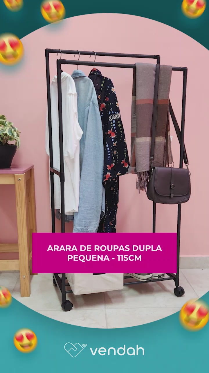 Arara de Roupas Dupla Pequena - 115cm