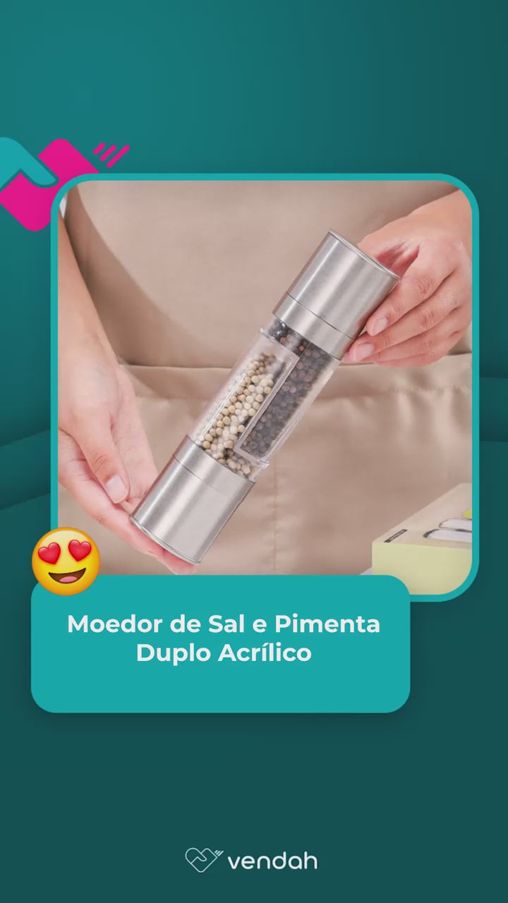 Moedor de Sal e Pimenta Duplo Acrílico