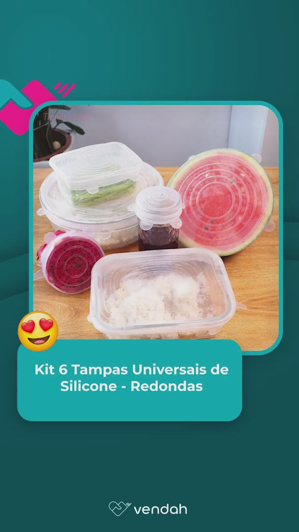 Kit 6 Tampas Universais de Silicone - Redondas