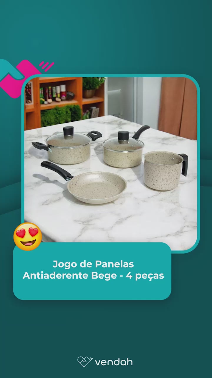 Jogo de Panelas Antiaderente Bege - 4 Peças