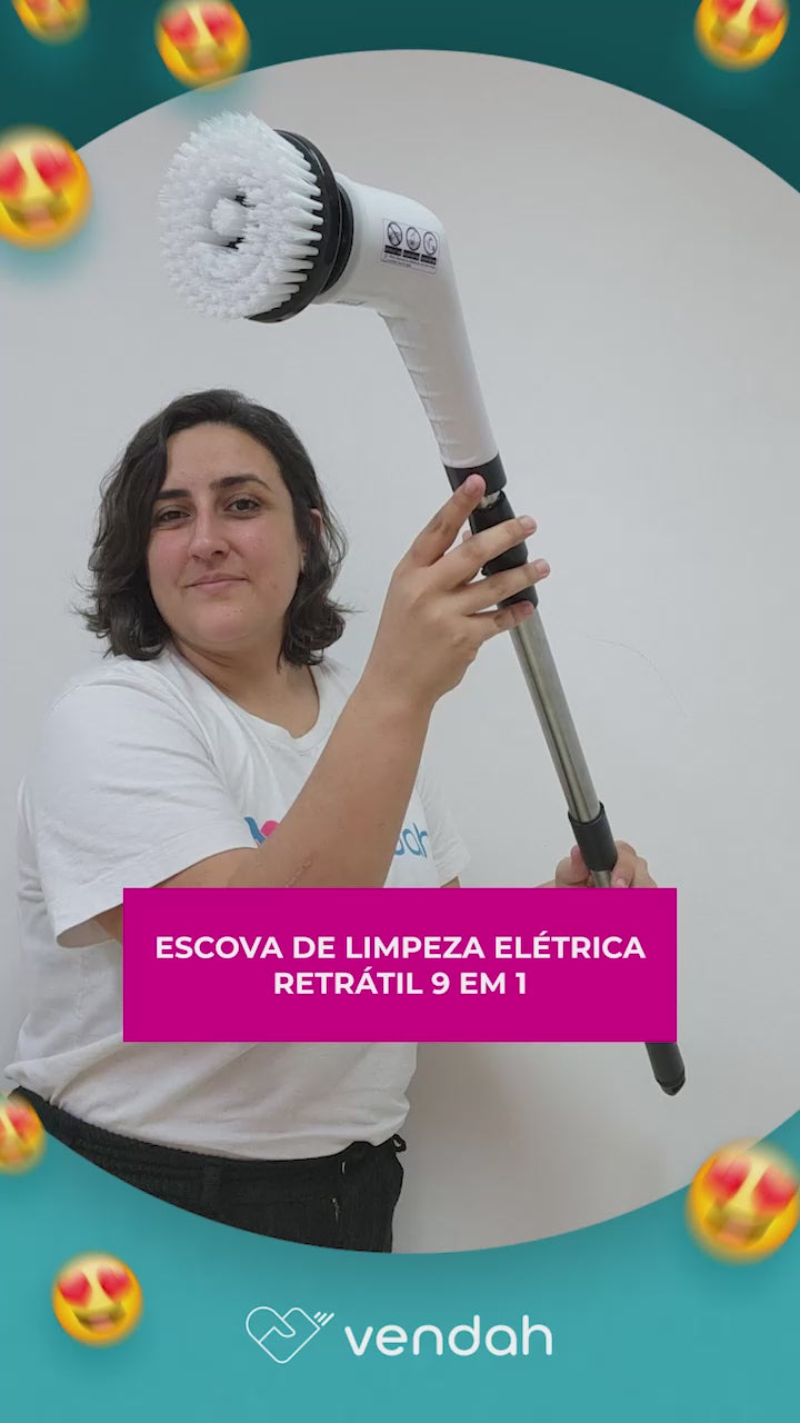 Escova de Limpeza Elétrica Retrátil 9 em 1