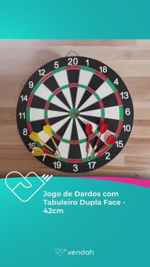 Jogo de Dardos com Tabuleiro Dupla Face - 42cm