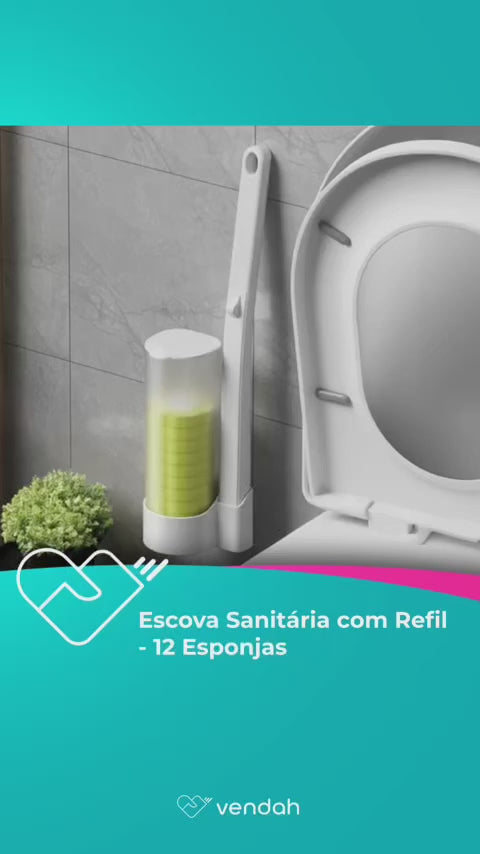 Escova Sanitária com Refil - 12 Esponjas