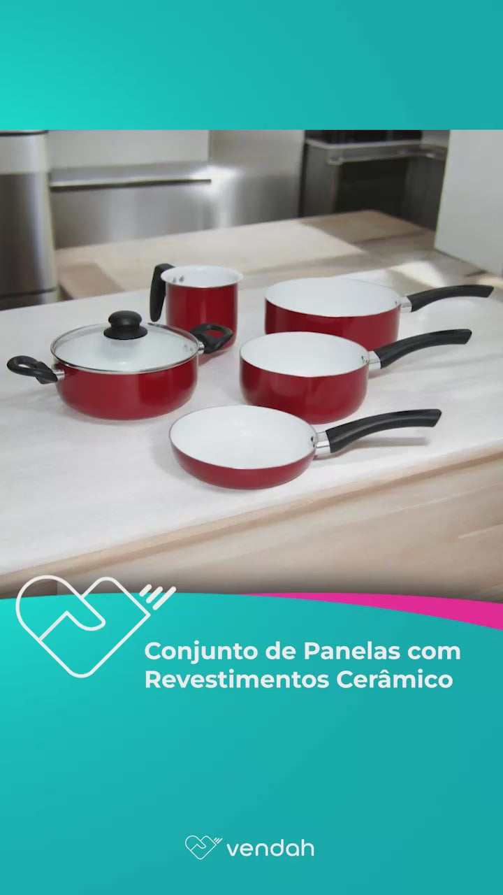 Conjunto de Panelas com Revestimento Cerâmico