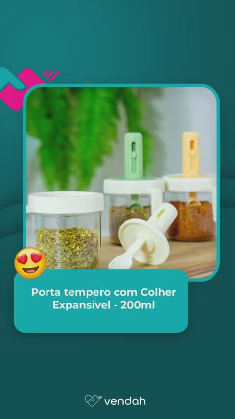 Porta Tempero com Colher Expansível - 200ml