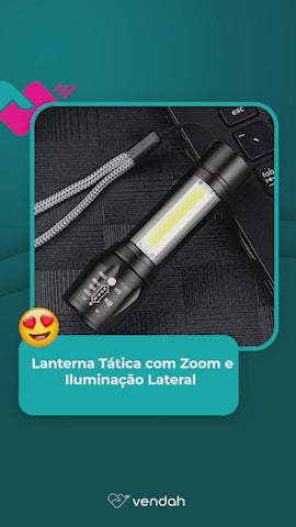 Lanterna Tática Com Zoom e Iluminação Lateral