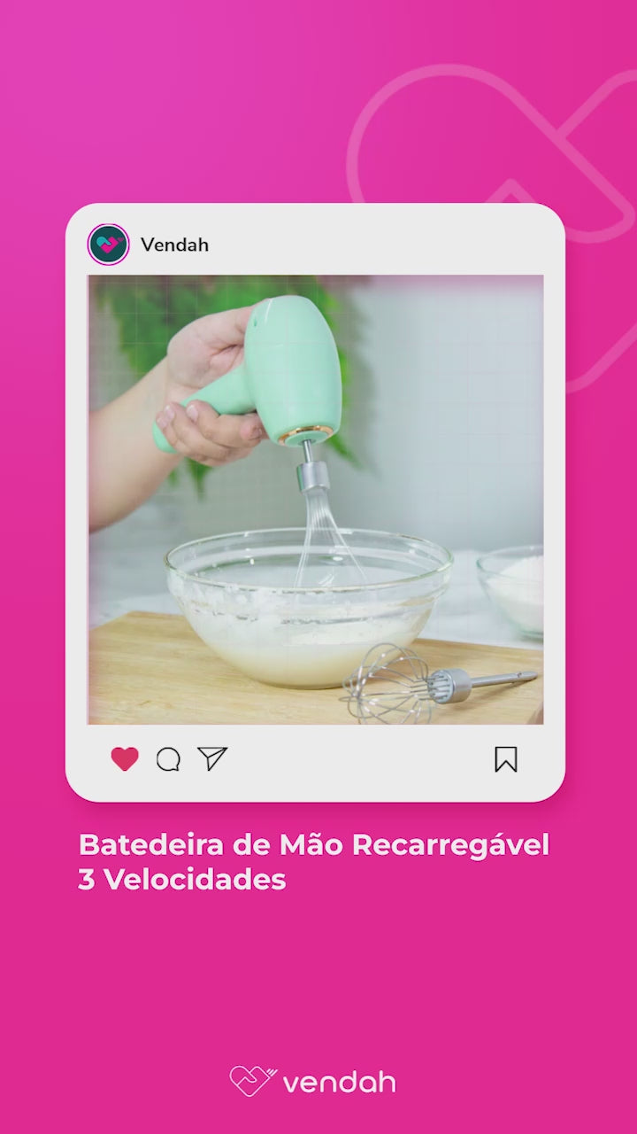 Batedeira de Mão Recarregável - 3 Velocidades