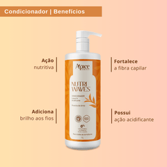 Kitão Trio Onduladas - Shampoo Nutri Waves 1000ml, Condicionador Leave-In 1000ml e Creme de Pentear Nutri Waves Refil 300g