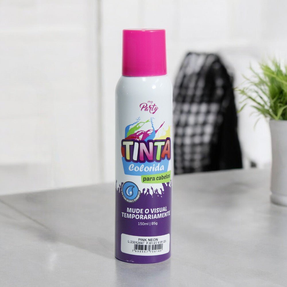 Tinta Spray Temporária para Cabelo - Pink Neon - Tratamento de Cabelo VDH04005