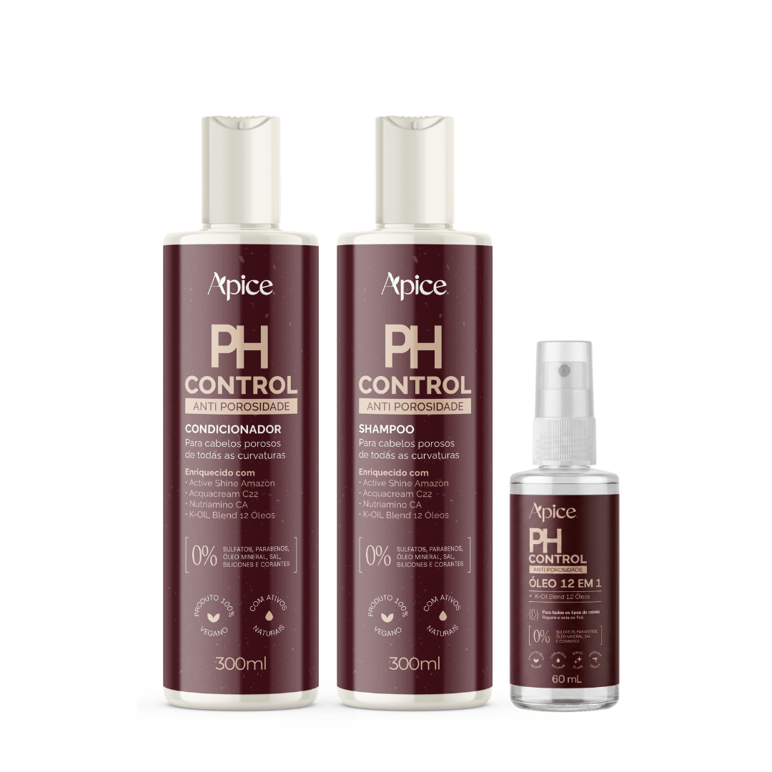 Trio Antiporosidade - Kit Ph Control - Shampoo, Condicionador e Óleo (3 Itens)