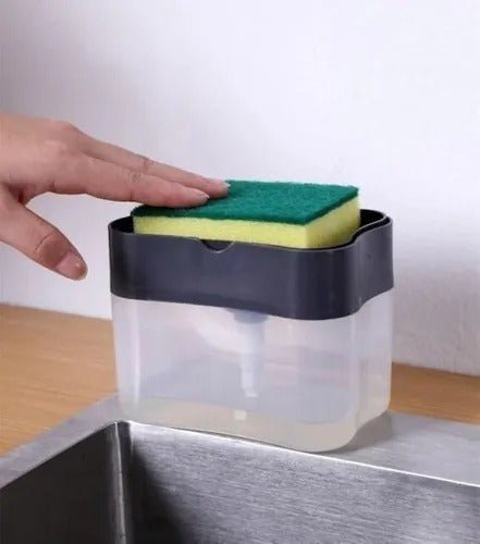 Dispenser de Detergente e Porta Esponja de Cozinha - 2 em 1 - Dispenser Detergente 2 em 1 VDH01257