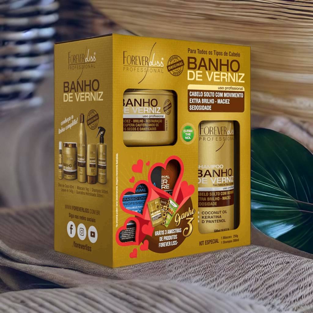 Kit Especial Banho de Verniz com Shampoo - 300ml e Máscara - 250g