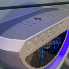 Luminária G com Relógio, Carregador por Indução e Caixa de Som - Luminária VDH02960
