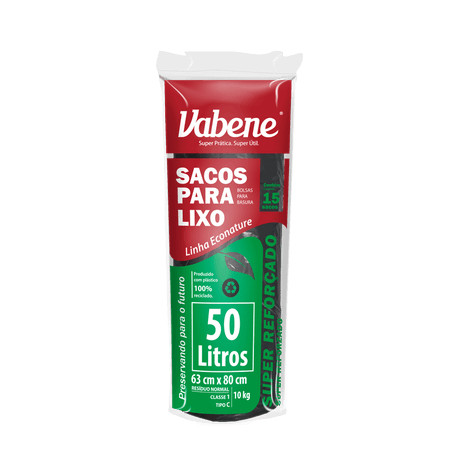 Rolo de Saco de Lixo Vabene - 50 L - 15 sacos